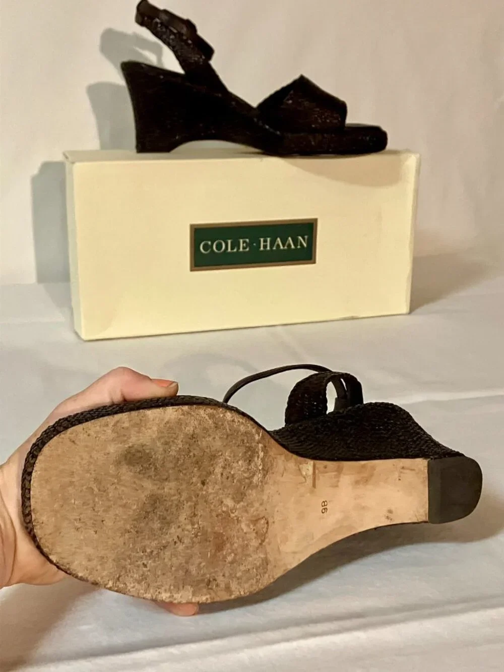 Vintage 90s Cole Haan Espresso Brown Leather Wedges